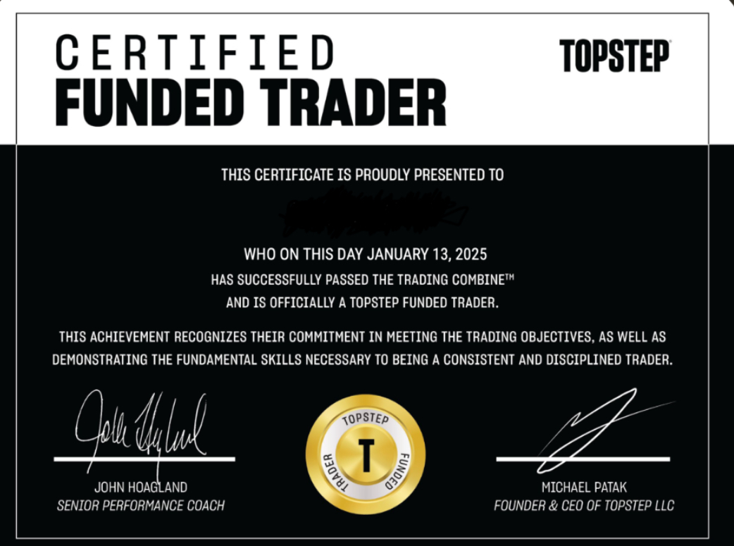 Guk, Topstep certified funded trader
